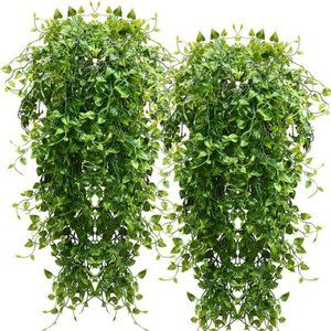 2pcs Artificial Hanging Plants 32-in Fake Hanging Plant Fake Ivy Vine Outdoor